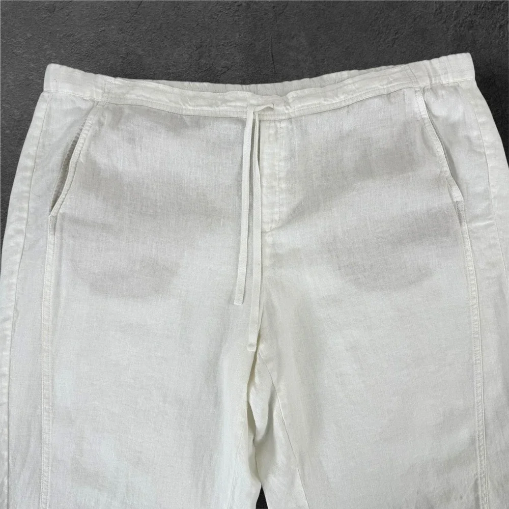 J Jill Love Linen‎ Pants 3X White Elastic Waist Lined Pockets Plus Size